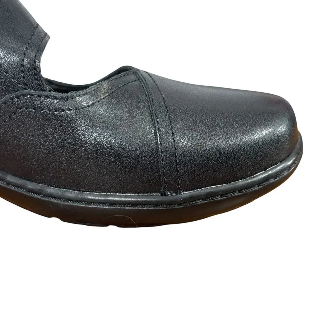 Clarks Collection Cora Dahlia Mary Jane Black Leather Comfort Shoes Loafer 9.5 W
